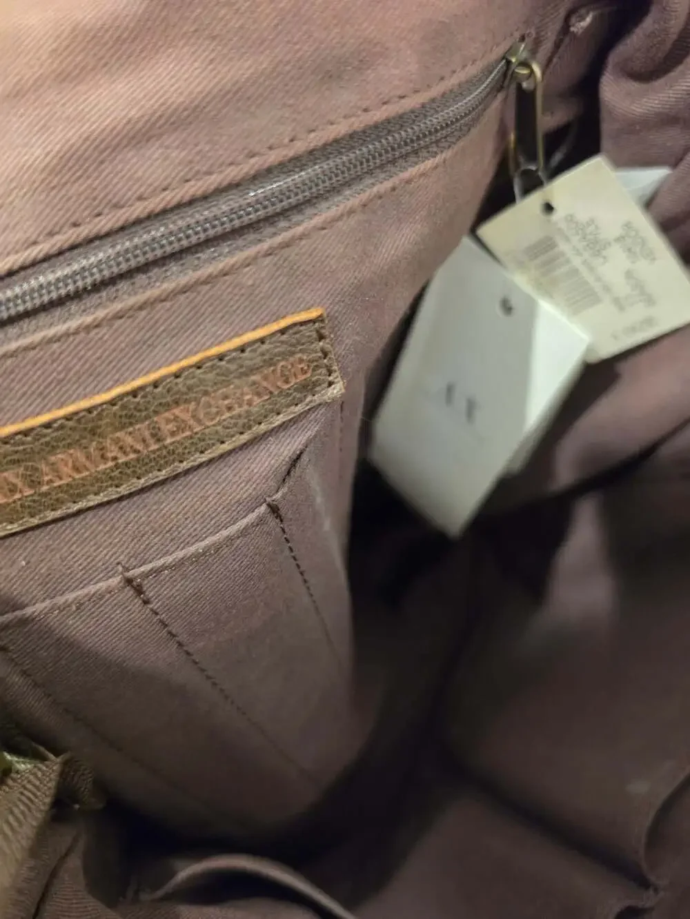 Armani Exchange Unisex Italian Style Brown Leather and Suede Convertible Tote Ba